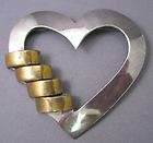 Large Sterling Silver HEART Brooch Pin MEXICO 22.9 gram  
