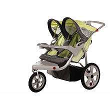 InStep Safari Double Swivel Stroller   Green with Grey Accents 