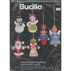  Six Ornament Applique and Embroidery Kit, Santa and 
