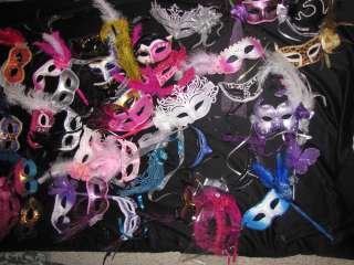 MARDI GRAS masquerade party favor weddings MASKS feathers and flowers 