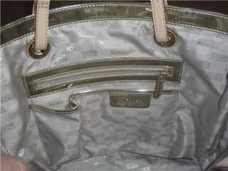 Michael Kors Gold Metalic & Leather Handbag Tote Purse diaper bag MK 