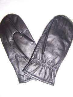 Black Leather Mittens Thermolite lined with Fingers  