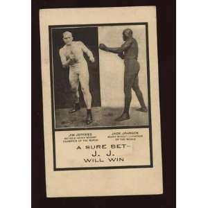 1910 Jim Jeffries vs. Jack Johnson Boxing Postcard EX   Sports 