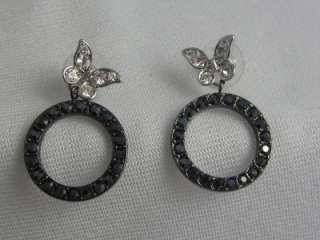 NOLAN MILLER GLAMOUR COLLECTION BLACK & WHITE BUTTERFLY DANGLE PIERCED 