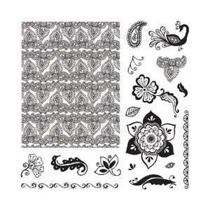  New   Fiskars Background Clears Stamps 8X8   Henna Petals 
