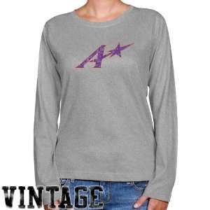 NCAA Evansville Purple Aces Ladies Ash Distressed Logo Vintage Long 