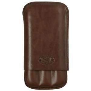   Crafters 3 Finger Brown Leather Cigar Travel Case: Home & Kitchen