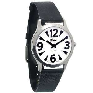   Low Vision Watch White Face Leather Band