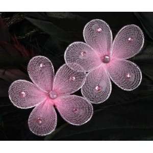  Sheer Pastel Pink Nylon Decorative Flowers with 
