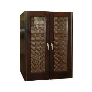   Door Wine Cooler Cabinet with Glass Doors Wood Finish Unfinished