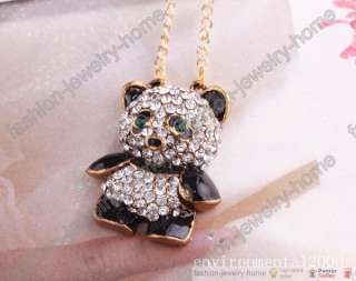 Fashion clear crystal panda necklace pendant  