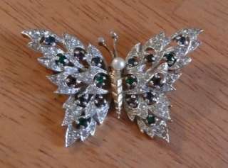 Vintage Signed Rhinestone PANETTA Brooch Pin Butterfly  