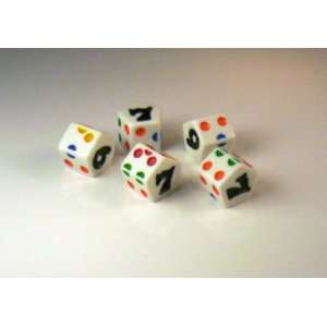  White 7 Sided Dice With Colored Pips, D7 Toys & Games