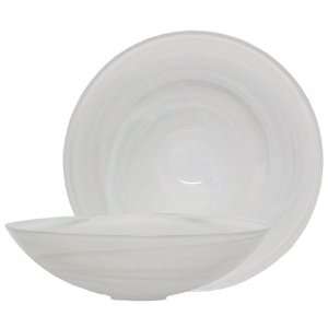   Glass White Large Round Buffet Bowl 15 1/2D, 4 1/2H