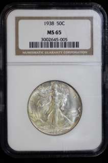 1938 Silver Walking Liberty Half Dollar NGC MS65 Coin  