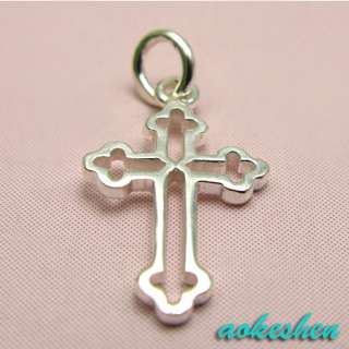   Hollow Cross 925 Sterling Silver Charms beads Pendants Dangle  