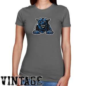 Georgia State Panthers Ladies Charcoal Distressed Logo Vintage Slim 