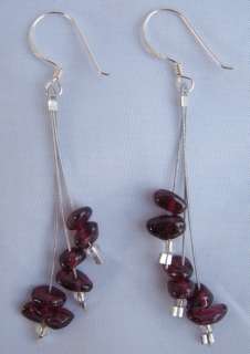 Garnet choker necklace and bracelet + silver earrings  