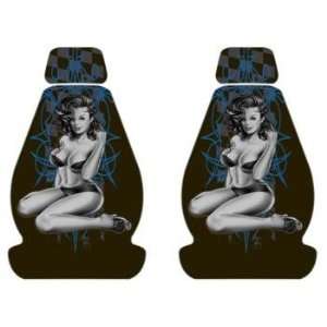 Blue Pinup Girl in Heels Car Truck SUV Front Lowback Bucket Seat 