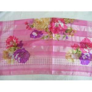 Womens Scarf from Thailand  Pink with Ornate Floral Mosaic Artwork 