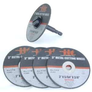  3 Metal Cutting Wheels w/ 1/4 Mandrel, 5pc #80210: Home 