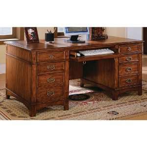   Wood Executive Desk in Distressed Chestnut Brown