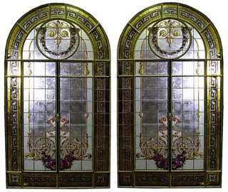 6244 Pair of Large Stained Glass Windows  