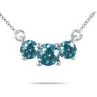   Carat TW Blue Diamond Three Stone Pendant Necklace 14K White Gold