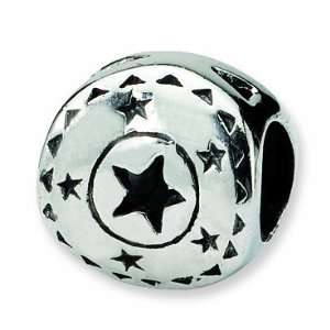  Sterling Silver Reflections Circle w/Stars Bead (4mm 