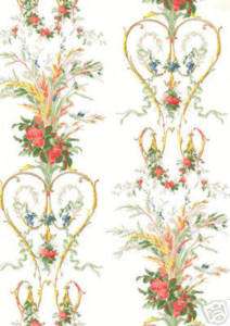 Antique Heirloom Floral & Hearts Victorian Wallpaper  