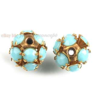 30pcs 111708 New Wholesale Brass Ball Blue Spacer Bead Finding 10mm 