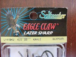25 Eagle Claw Lazer Sharp L141BKU Kahle BLKPearl Hooks  