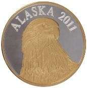 Alaska Mint Medallion 1 Oz Silver/ GOLD Box 2011 EAGLE  