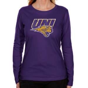 Northern Iowa Panthers Ladies Distressed Primary Long Sleeve Classic 
