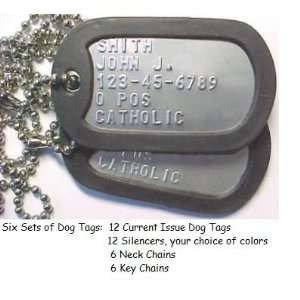  Six Sets of Customized Military Dog Tags: Office Products