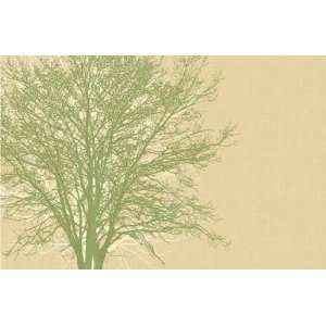   Tree Hugger Value Mural in Green and Tan 