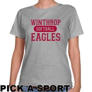   Winthrop Eagles Ladies Ash Custom Sport Classic Fit T shirt   Sports