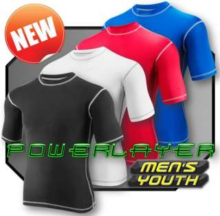 Mens Boys PowerLayer Compression Base Layer Short Sleeve Top Shirt 