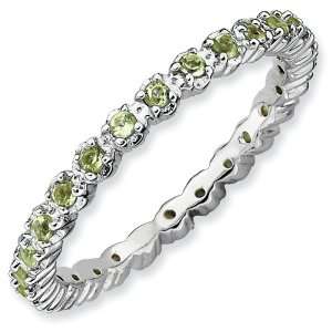  Sterling Silver Stackable Expressions Peridot Ring   Size 
