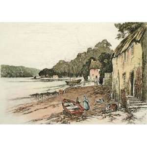  Dittisham, Devon Etching , Topographical Engraving 