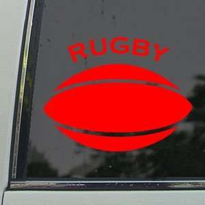  RUGBY BALL Red Decal Truck Bumper Window Vinyl Red Sticker 