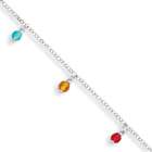 goldia Sterling Silver & Multi colored Beads Polished with 1in ext 