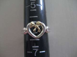TIFFANY & CO 18K Gold Bow Sterling Silver Heart Ring 6  