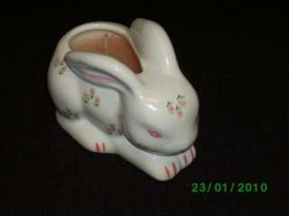 Vintage 80s Ceramic EASTER flowered Rabbit Candle  