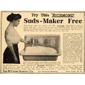   Ad McCrum Howell Richmond Suds Maker Faucet Sink   Original Print Ad