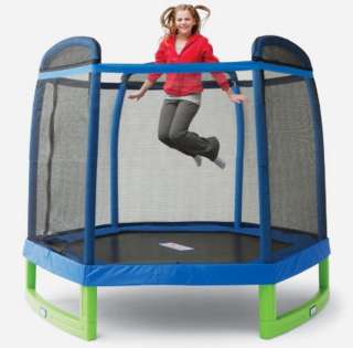   your little one bounce away some energy in this enclosed trampoline