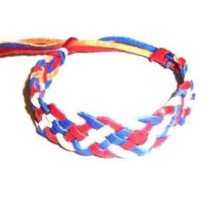  multi colored bracelet / surf bracelet / wristband (red, white & blue