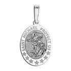 PicturesOnGold Saint Michael Oval Medal, Solid 14k White Gold, 3/4 