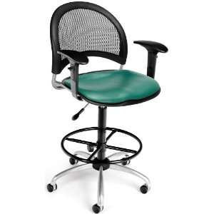  OFM Moon Swivel Drafting Chair with Arms and Teal Vinyl 