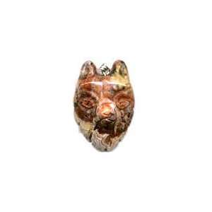  Crazy Lace Agate Wolf Head Pendant Arts, Crafts & Sewing